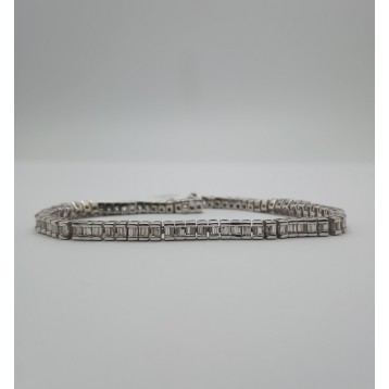 3ct 14kt White Gold Baguette Diamond Tennis Bracelet 6.5"